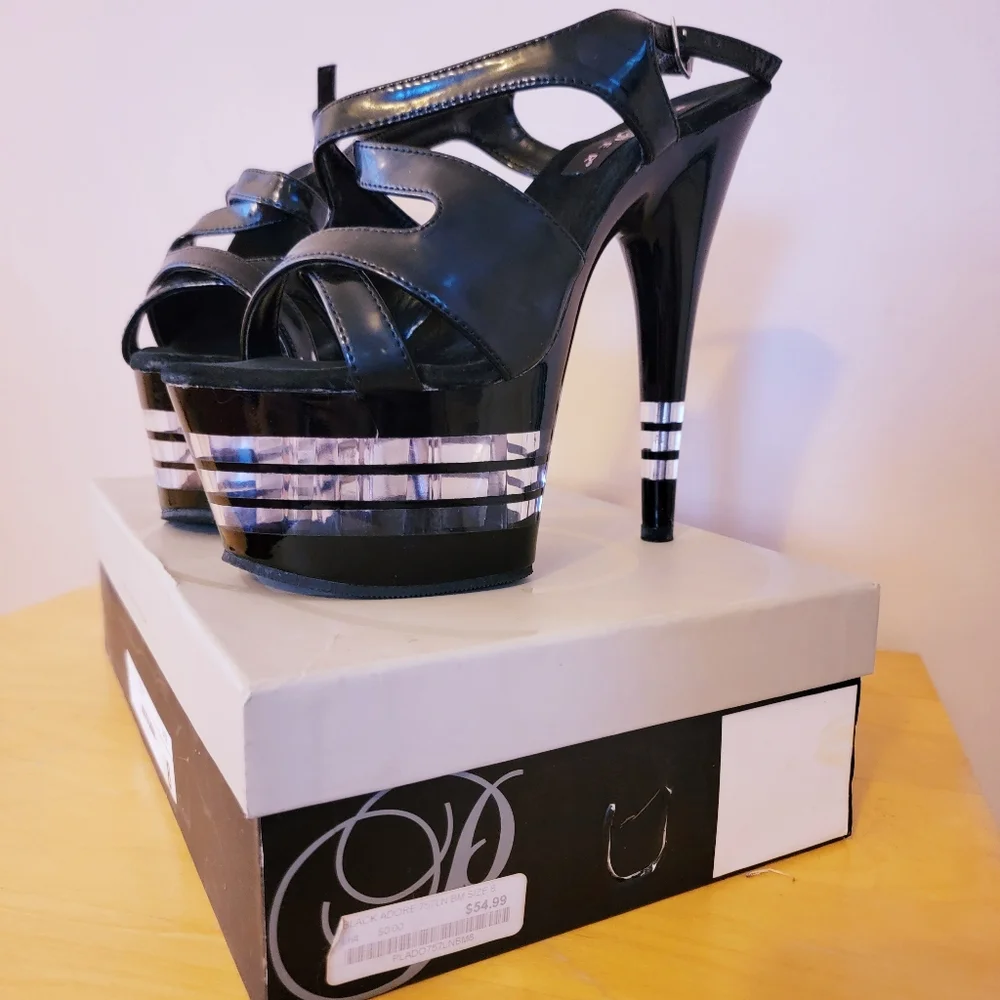 NIB RARE PLEASER PLATFORM STILETTOS - Picture 2 of 8